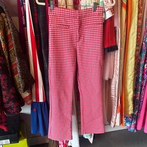 Zara Red/Pink Gingham Cropped Pants